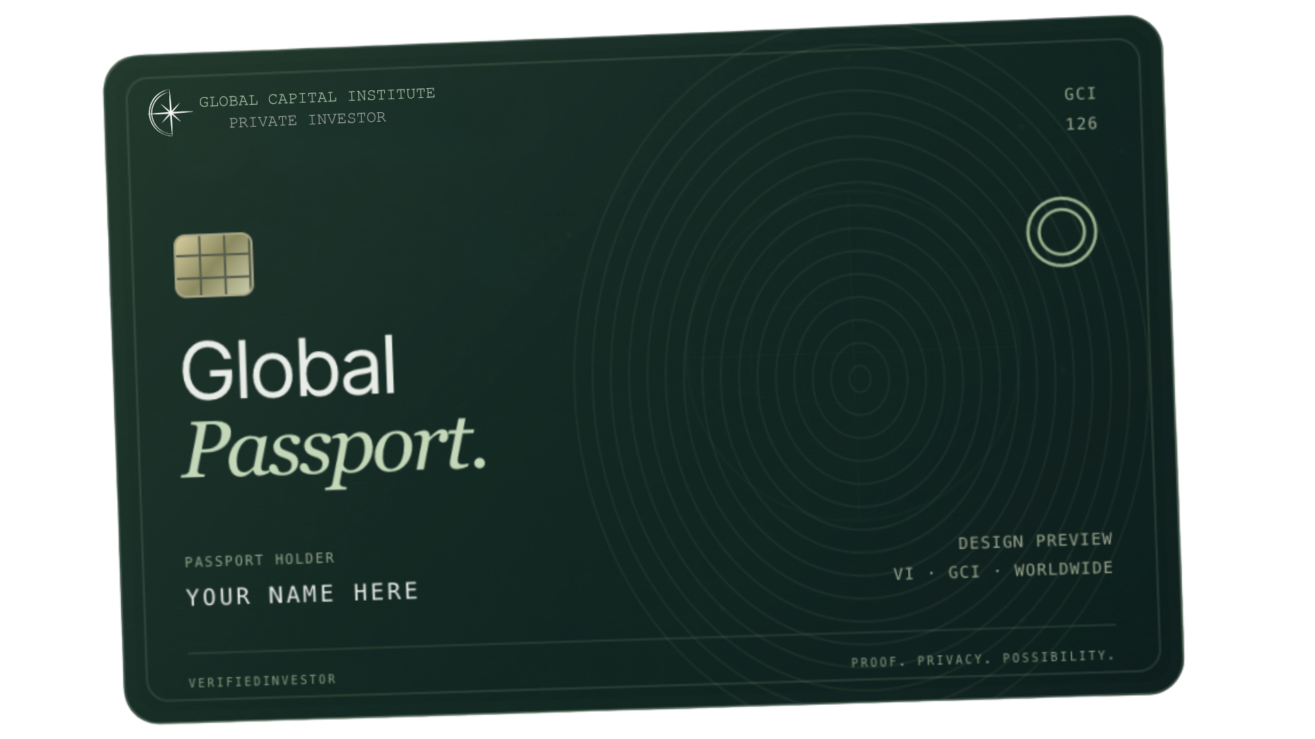 Illustrative GCI Global Passport design preview